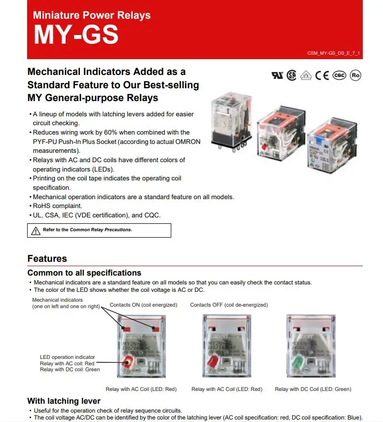 uso geral, MY2IN-GS, MY2IN-D2-GS, 220 V, 240V AC, 24V DC, 10Pcs