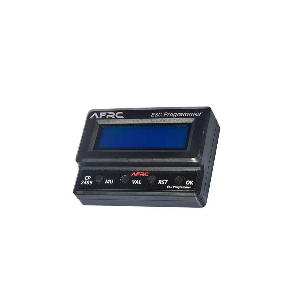 Vue détaillée du boîtier du programmateur LCD ESC AFRC EP2409 avec boutons de navigation