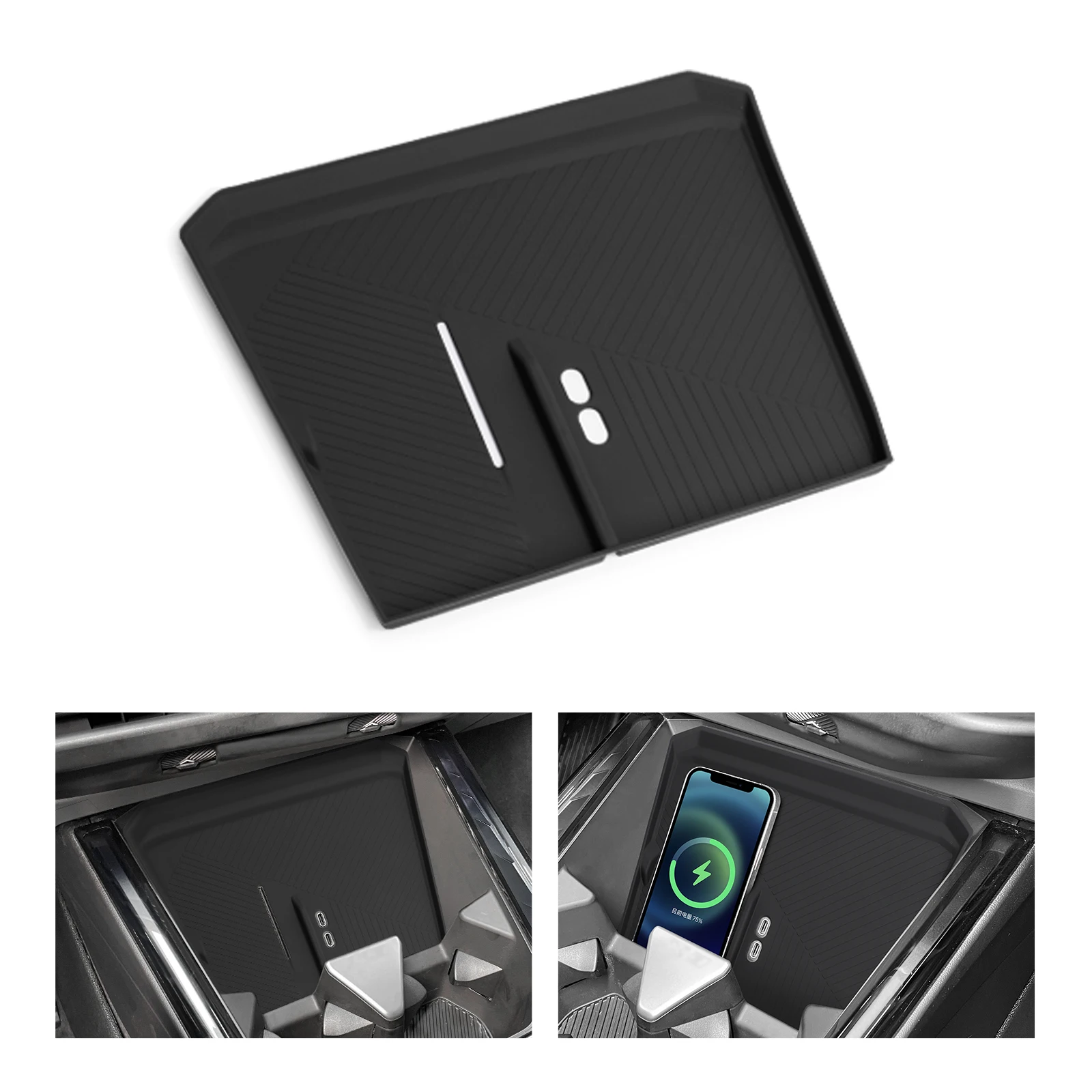 for BMW X3 Car Anti-Slip Pad Silicone Center Console Wireless Charger Interior Accessories Black