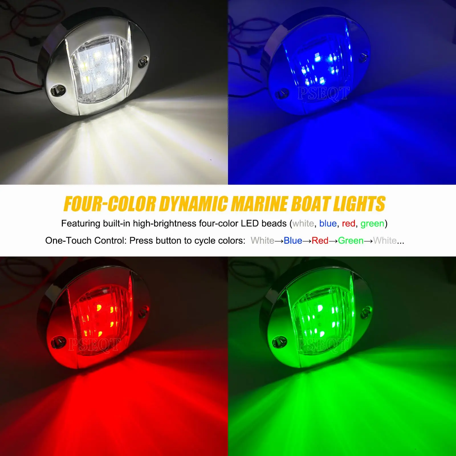 Marine Boat Interior 12V LED Deck Courtesy Light - Round Stern Transom Anchor Navigation Lighting