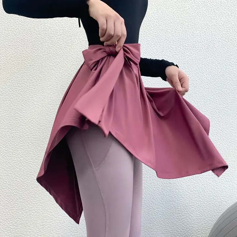 One Piece Strap Wrap Skirt Cover Buttock Slim Elegant All Match Yoga Dance Wear Clothes Black Irregular Tennis Skirts Female
