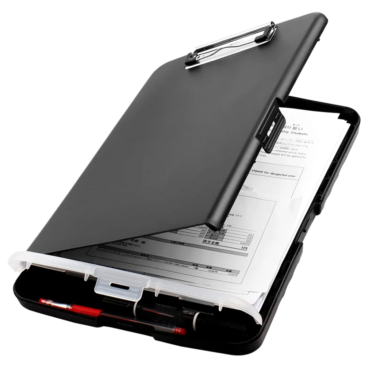 Clip Board Organizer Clipboards with Storage Nursing Clipboard Foldable File Folder Plastic Clipboard Black
