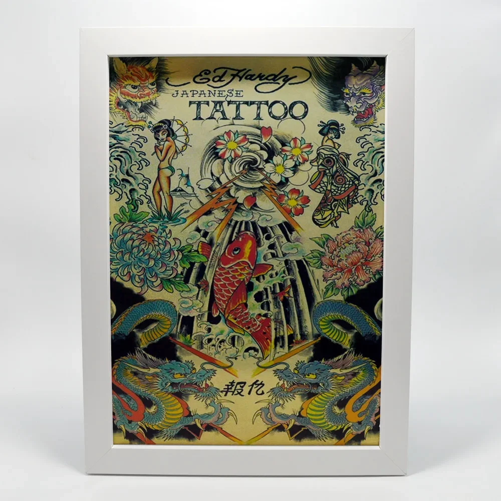 

Great Ukiyo-e художественный плакат с татуировкой, настенный плакат-стильная комната и татуировка для студии, настенный Декор, живопись, голографическая виниловая наклейка, фреска