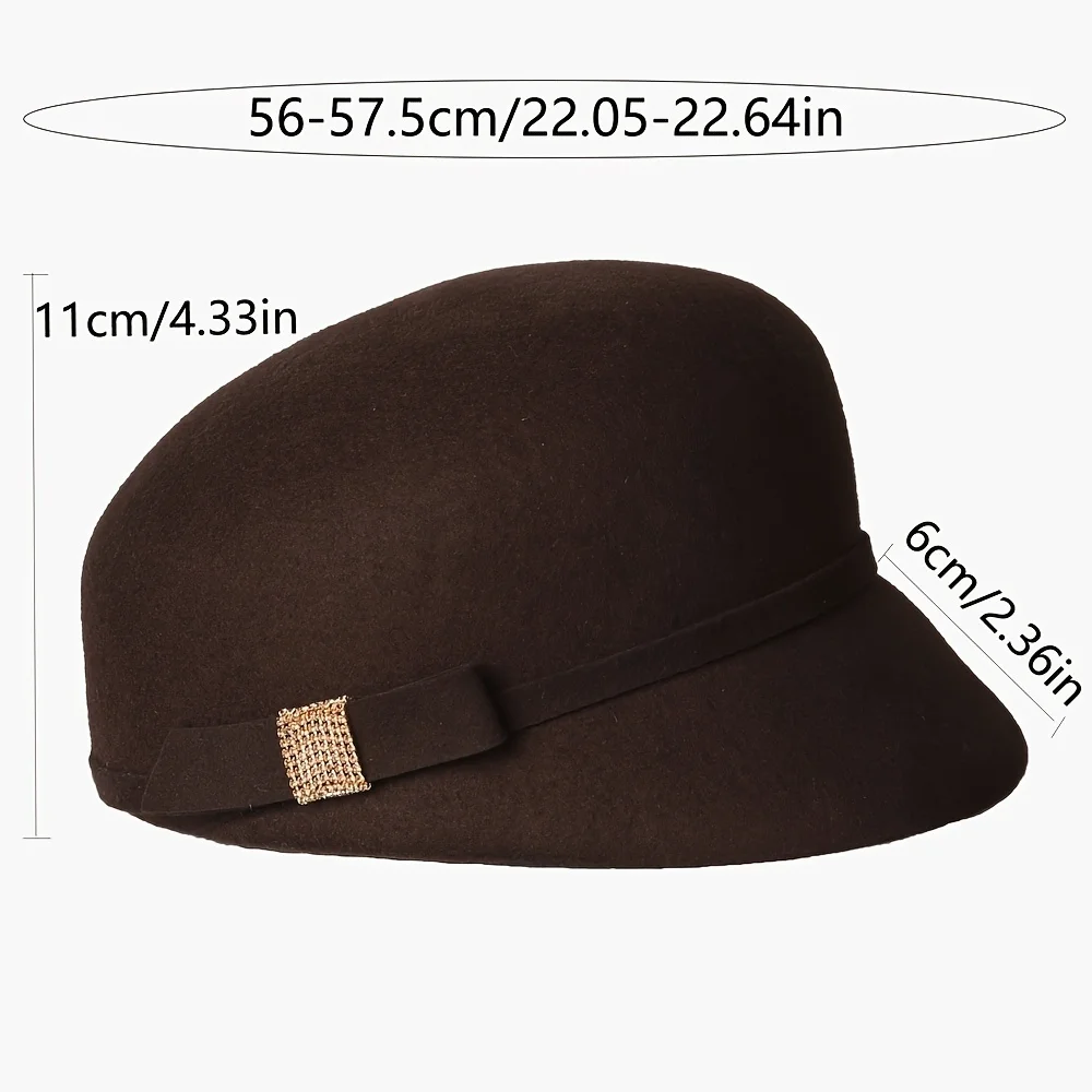 Woolen hat, autumn/winter retro newsboy hat, winter fashionable woolen trendy diamond small top felt hat