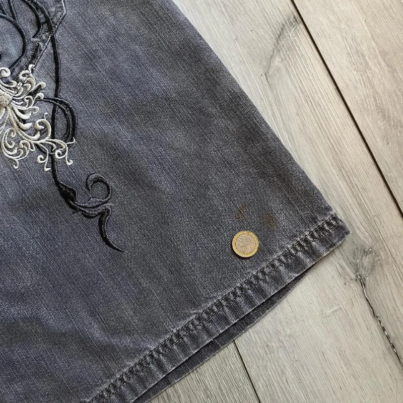 Y2K Fashion Trend New Letter Embroidery Baggy Denim Short Women Harajuku Vintage Popular Casual Joker High Waist Wide Leg Shorts