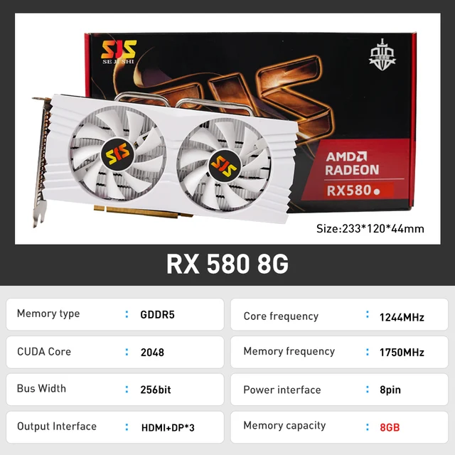 SEJISHI SJS RX 580는 고성능을 자랑하며 PC HDMI에 최적화된 AMD Radeon RX580 8G 프로모션 그래픽 비디오 카드입니다.