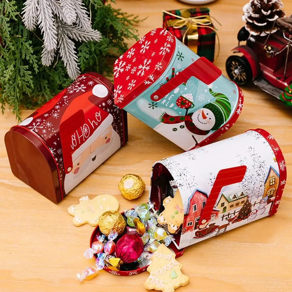 1pc Weihnachten Candy Box Mailbox geformt große Kapazität Mailbox Cookie Box Keks Süßigkeiten Pralinen Geldbank Weihnachten Zinn Box – Detail 8