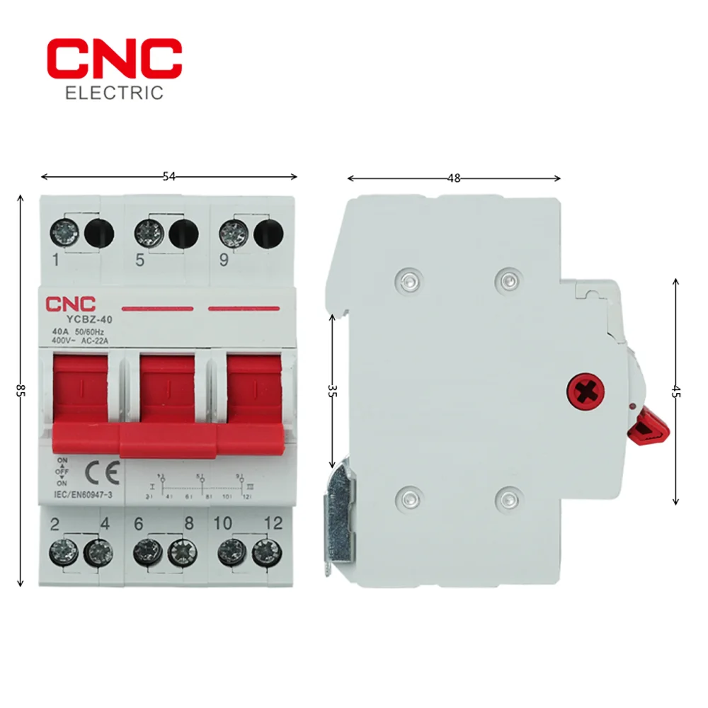 Disconnectors do CNC Comute, carregue e quebre o circuito, agregado familiar, segurança residencial, 1, 2, 3, 4P, 40A, 63A, seccionadores, 50Hz, 60Hz