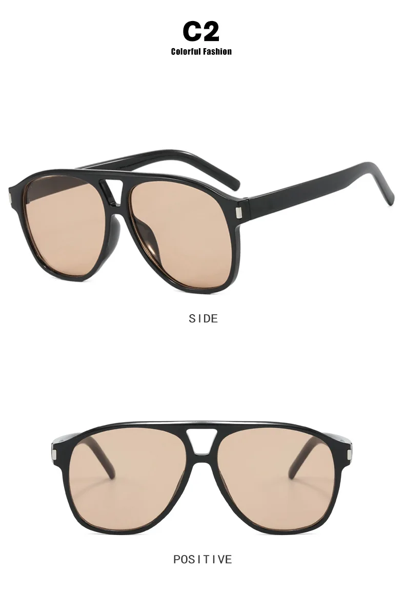 DOHOHDO Modische Übergroße Doppelbrücken-Piloten-Sonnenbrille für Herren Vintage Nieten Damen Blaue Trendige Punk-Sonnenbrille UV400-Schutz – Detail 11