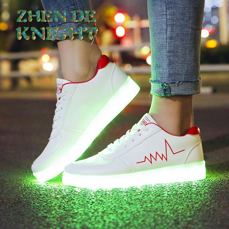 Zapatos luminosos con suela iluminada niños y niñas, zapatillas Led carga USB, zapatillas brillantes, talla 30 41|Zapatillas - AliExpress