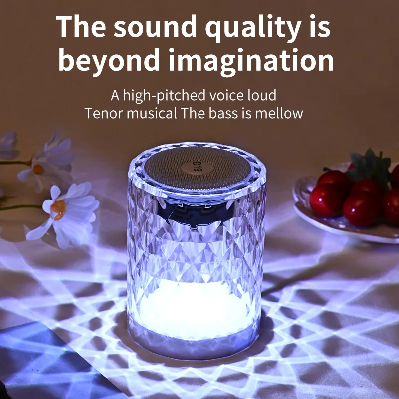 스마트 AI 블루투스 스피커 TWS 휴대용 미니 스피커, 컬러 크리스탈 LED 야간 조명 Caixa 드 솜 블루투스 무선 PC