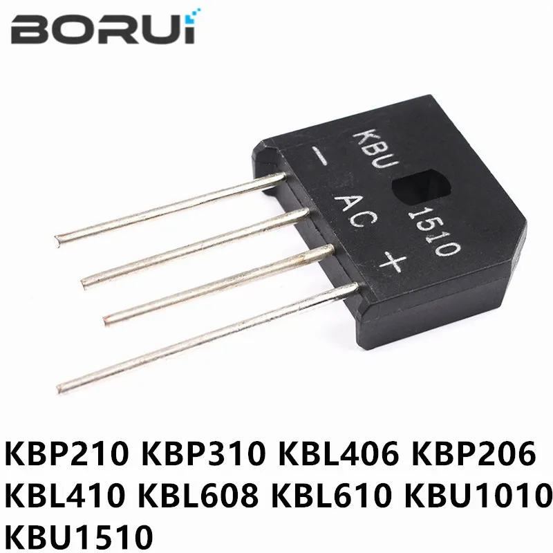 5PCS 2A 3A 4A 6A 8A 10A 15A 600V 800V 1000V Diode Bridge Rectifier KBP206 KBP210 KBP310 KBL406 410 608 610 KBU810 1010 1510 new