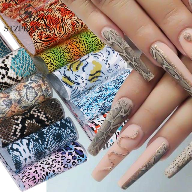 10rolls Snake Skin Nail Foil Paper For Nails Animal Design Adhesive Transfer  Sticker Diy Nail Art Decoration Decals Set - Stickers & Decals - AliExpress