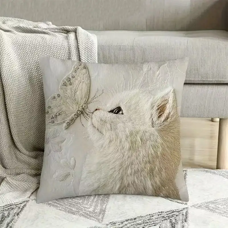 Niedlicher Alpaka-Kissenbezug 45*45cm - 1 Stück Weicher Kurzvelours 2D-Bedruckter Kissenbezug für Sofa, Auto, Kopfteil-Dekoration – Detail 32