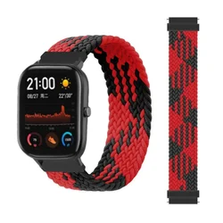 Braided Bracelet Wristband - Premium Smartwatch Strap, 20mm/22mm - XL (192mm - 208mm) (Red black 11)