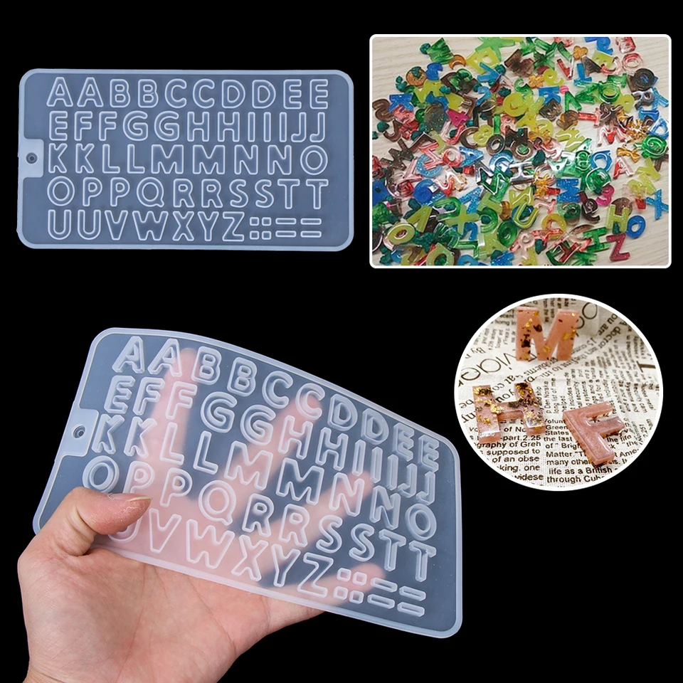 186 stampi in resina con lettere in silicone e lettere dell'alfabeto, con numeri di fusione con piccolo portachiavi per gioielli, ciondoli, accessori, set di strumenti fatti a mano per principianti