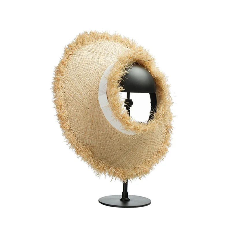 

202202-HH5176 new summer without beach holiday handmade raffia grass burrs brim lady sun cap women leisure hat wholesale