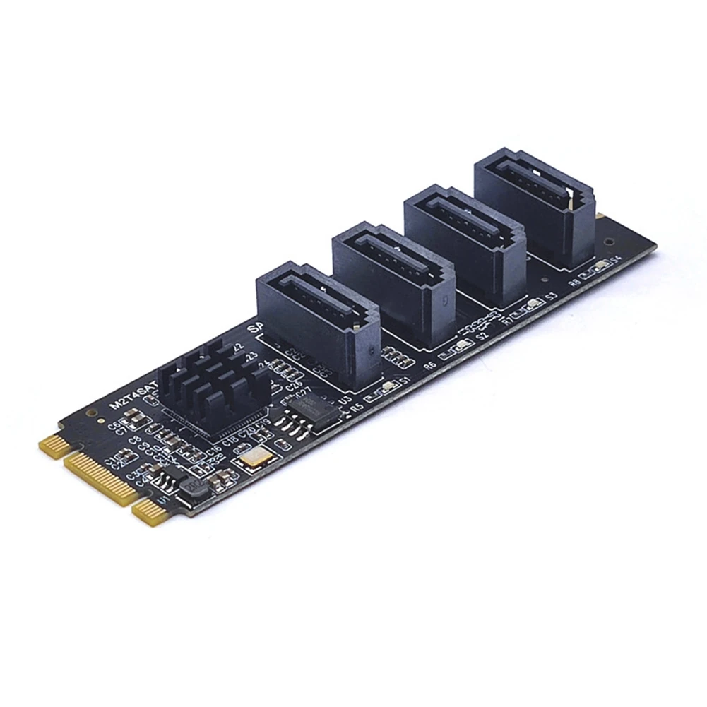

Плата адаптера M.2 NVME на 4 порта SATA3.0, PCI-E для расширения SATA3.0 на жесткий диск, карта расширения без привода JMB582