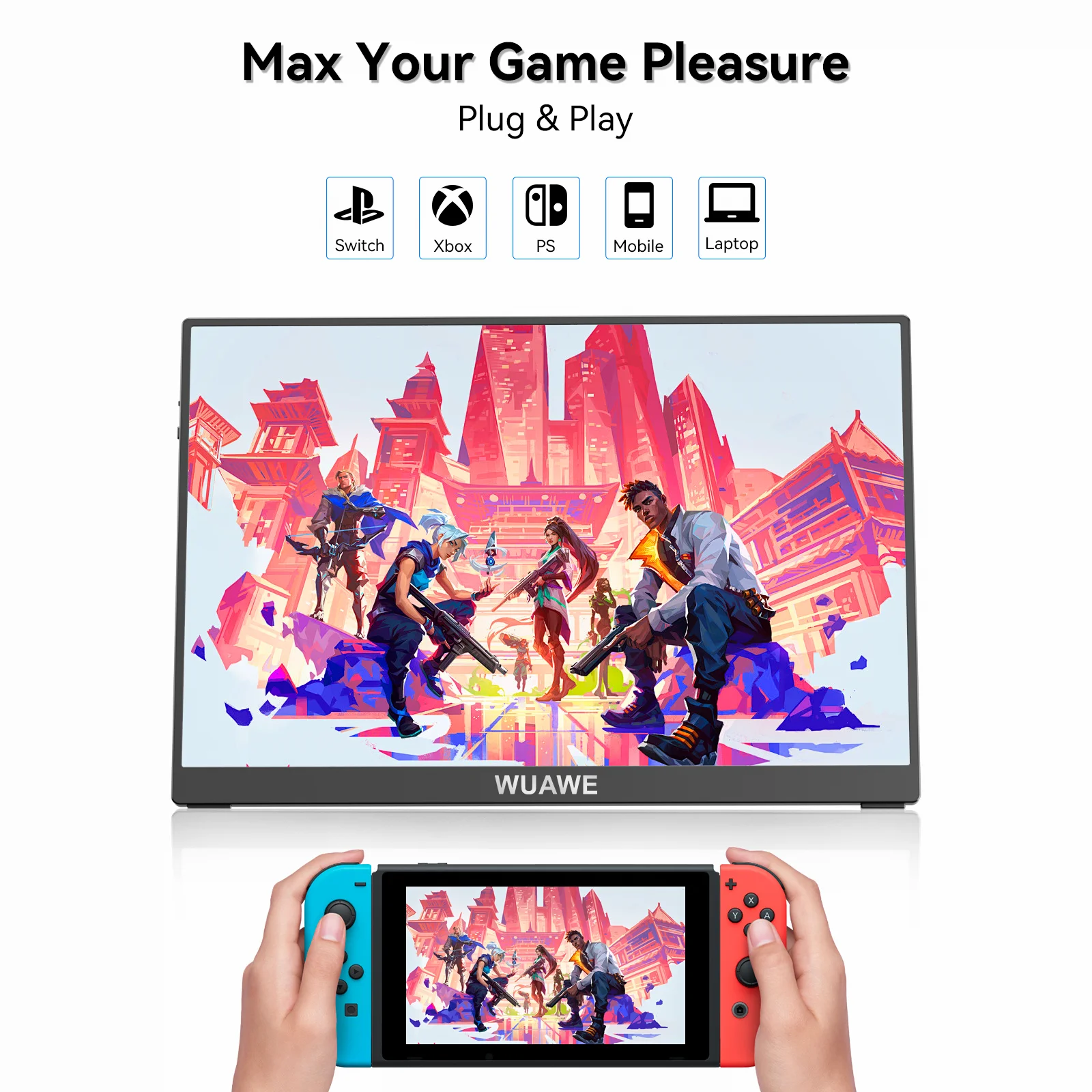 Christmas Gifts 15.6-inch 60HZ Gaming Portable Monitor, 16:9 1080P IPS Display LCD FHD External Second Computer Screen for Phone