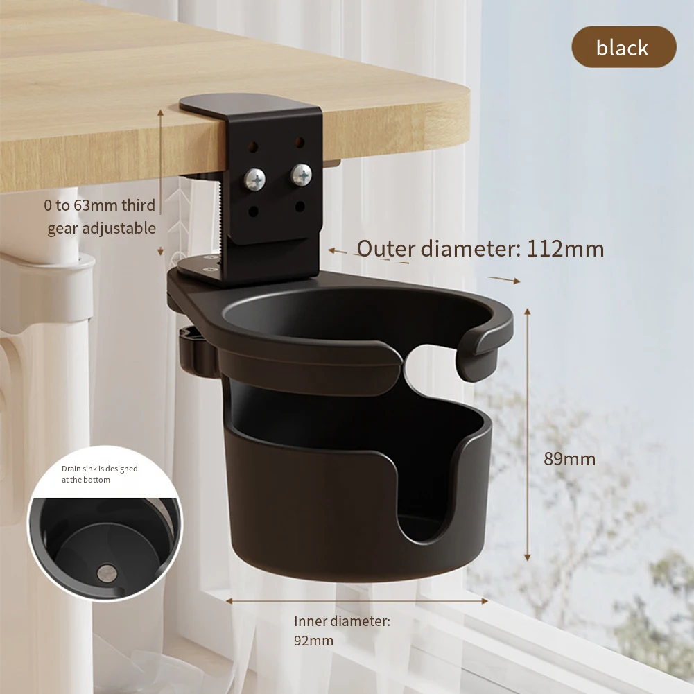 Desk Cup Holder For Coffee Mugs Water Bottles Household Three-level Height Adjustable Upgraded Rotating Clamp Stand Spare Parts