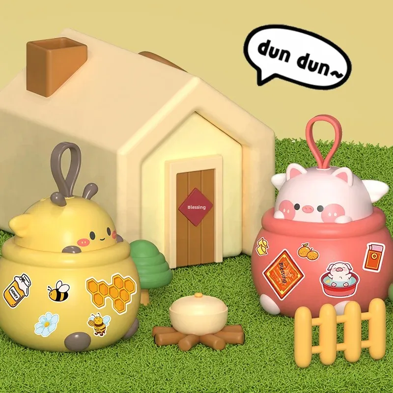 Cartoon Lucky Money Bag Savings Bank Big Capacity Handmade Toy with Key for Kids Cross-Border DIY Withdrawable Savings Canister