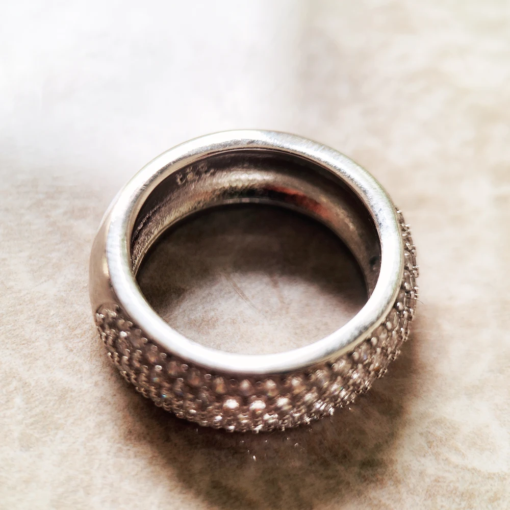 Elegant White CZ Pave Band Ring in Sterling Silver - European Style Fine Jewelry Gift