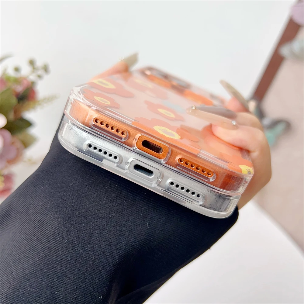 Floral Magnetic Clear Phone Case with MagSafe Wireless Charging Compatibility