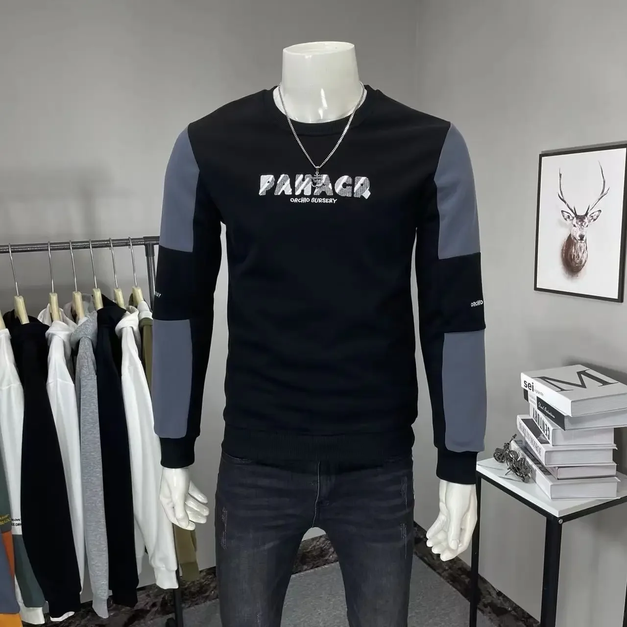 thumbnail image 1 of Sudaderas de primavera, ajustadas, ajustadas, nuevas camisetas para hombre, divertidas, talla S, manga larga, camisetas de diseñador, camisetas coreanas de lujo XL, jerséis para hombre, 1 of 5