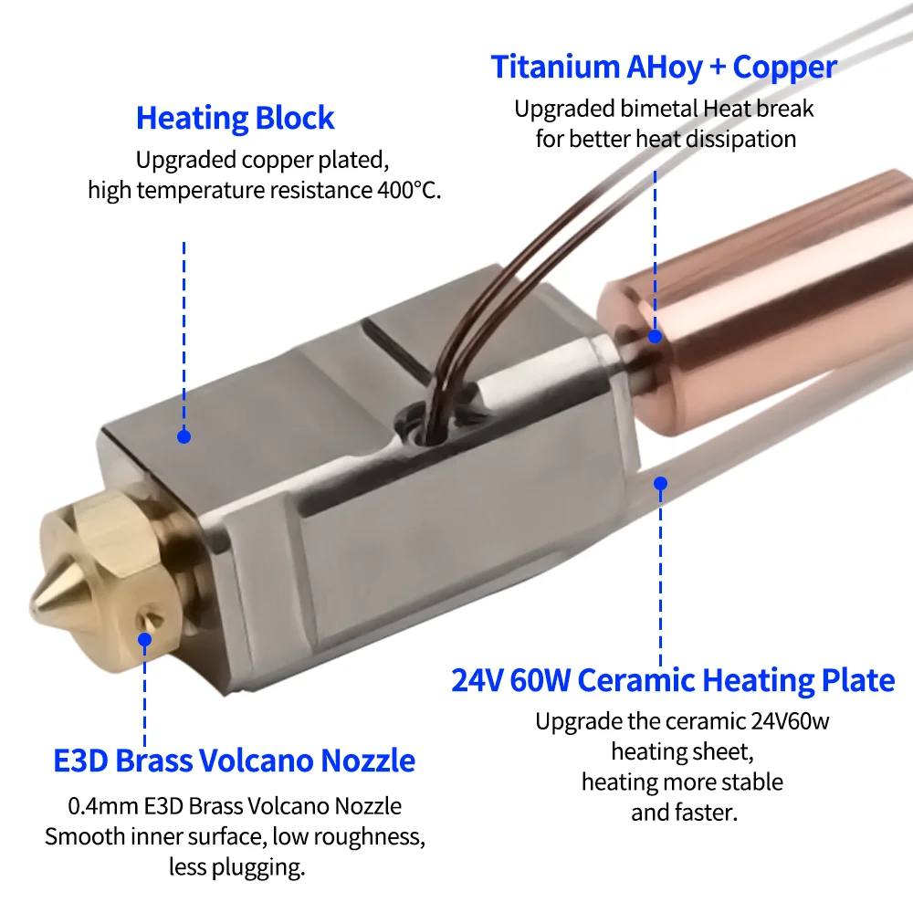 Verbessertes Hotend-Kit für Artillery Sidewinder X1 X2 3D-Druckerteile, Ganzmetalldüse, Heizblock, Thermistor-Kits – Detail 4