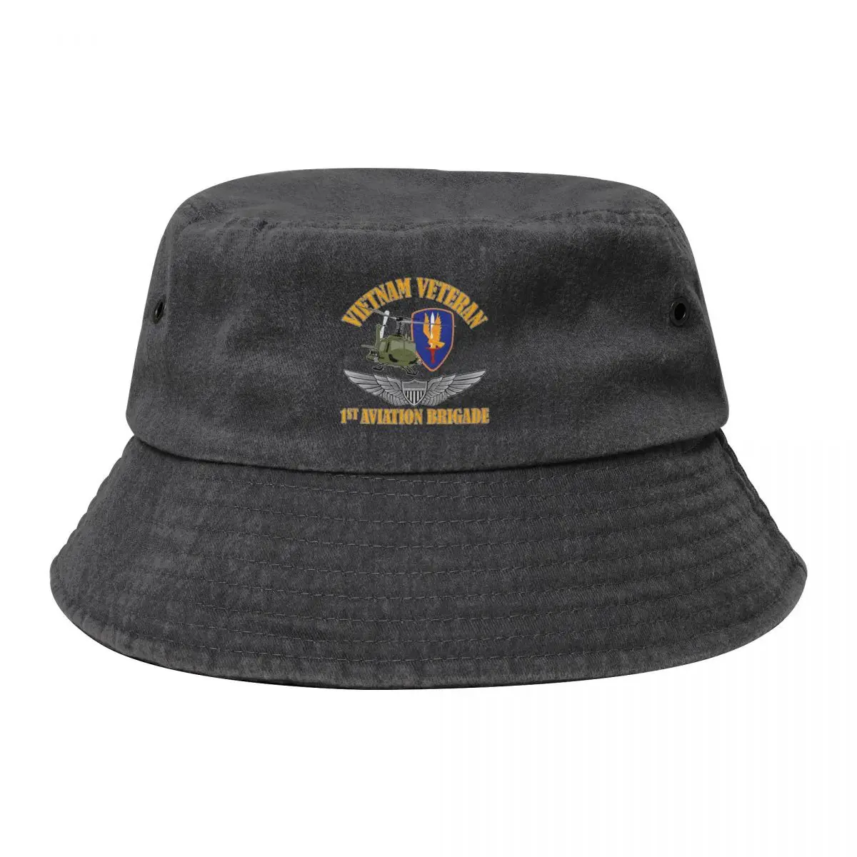 

1st Avn Bde Vietnam with Aviator Wings Bucket Hat Christmas Hat black Men's Hats Women's