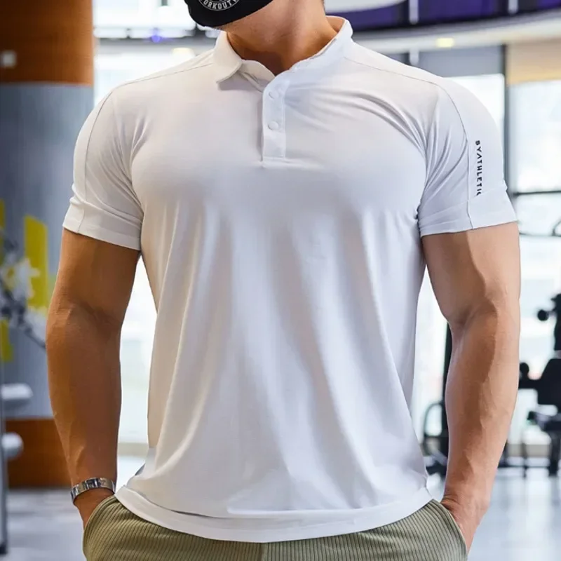 

Men Running Tops Muscle Fit Short Sleeve Male Jogging Compression Shirts Fitness Workout T-shirts Man Outdoor Sports Clothing