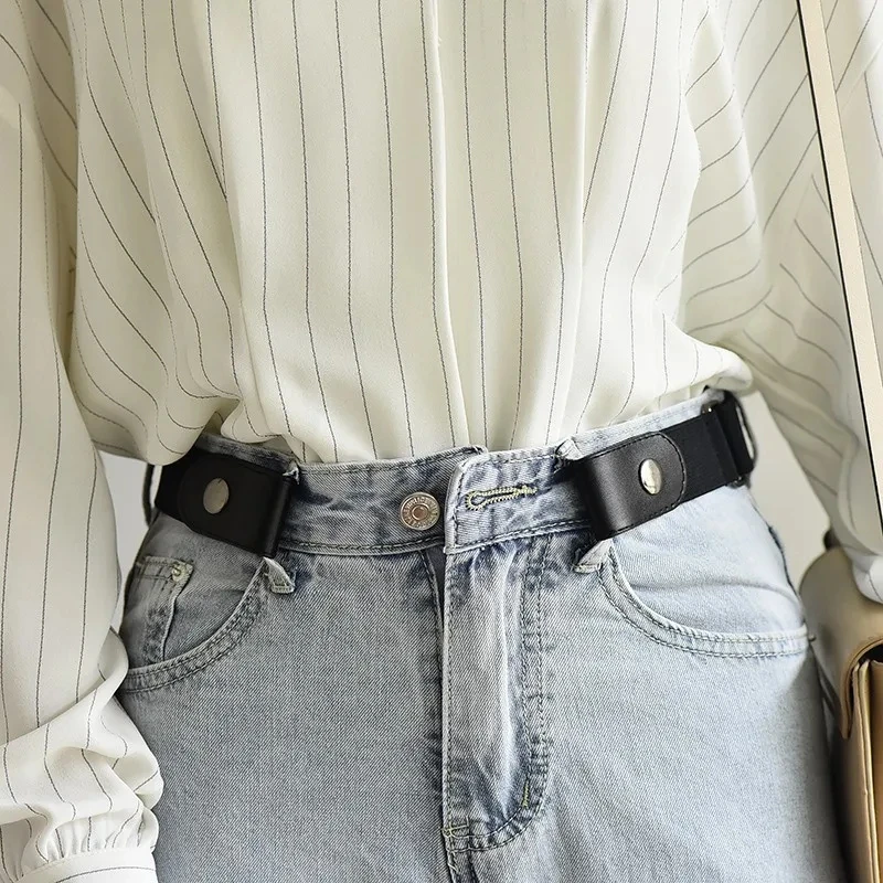 Buckle-Free Elastic Waist Belt for Jeans and Dresses - No Bulge, No Hassle