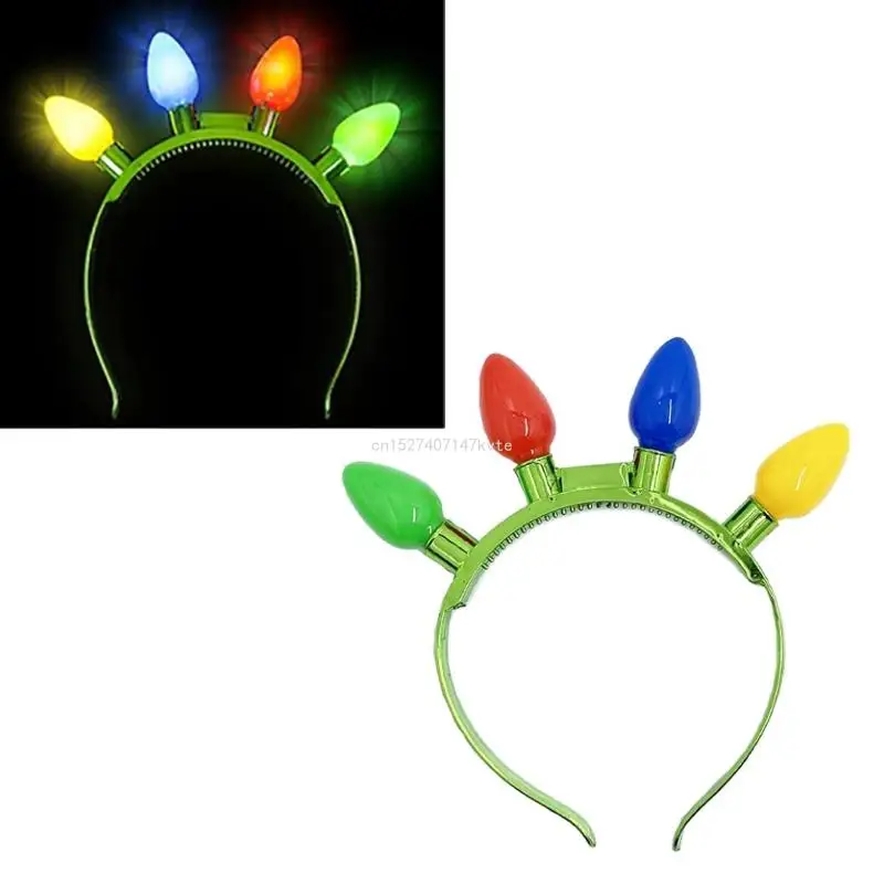 Christmas Light Up Bulb Headband 1 Pack Led Glow Christmas Headbands for Kids Adults Xmas Accessories New Year