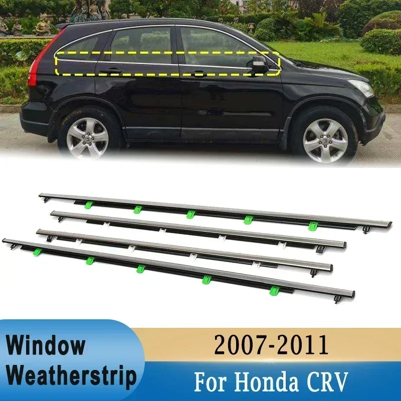 Car Window Weatherstrips For Honda CRV CR-V 2007-2011 Chrome Side Door Moulding Trim Belt Outer Window Glass Sealing Belts car window weatherstrips
