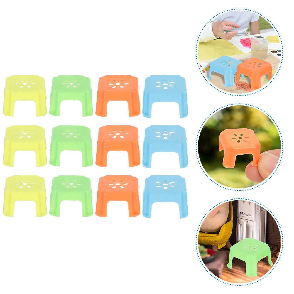 

12 Pcs Birthday Decoration for Girl Micro Landscape Stool Ornament Model House Miniature Chair Figurines