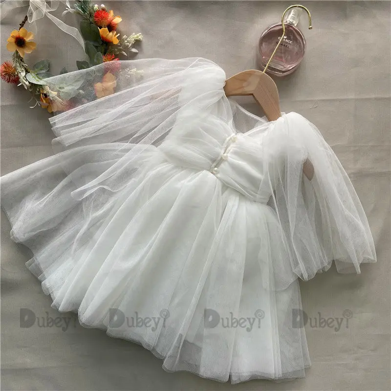 Cheap 4-14 years Baby Girl Sweet Lace Flower Tulle Christening Princess  Toddler Birthday Party Ball Gown Dress Newborn Children Baptism dress | Joom