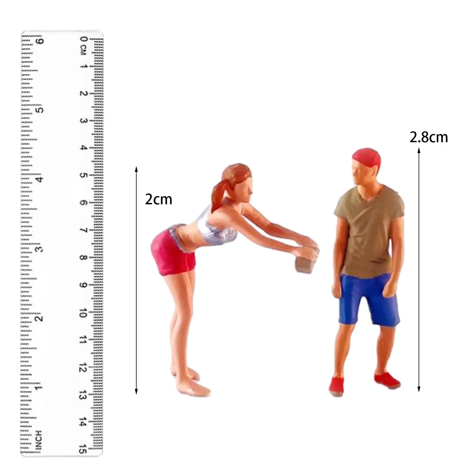 2Pcs 1/64 Scale Miniature Figure Miniature Diorama Man Figures for Dollhouse