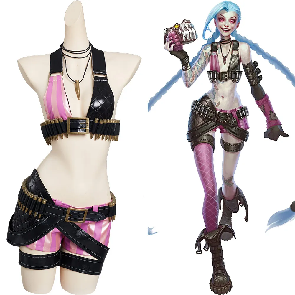 

LoL Jinx Skin Cosplay Costume Outfits Halloween Carnival Suit