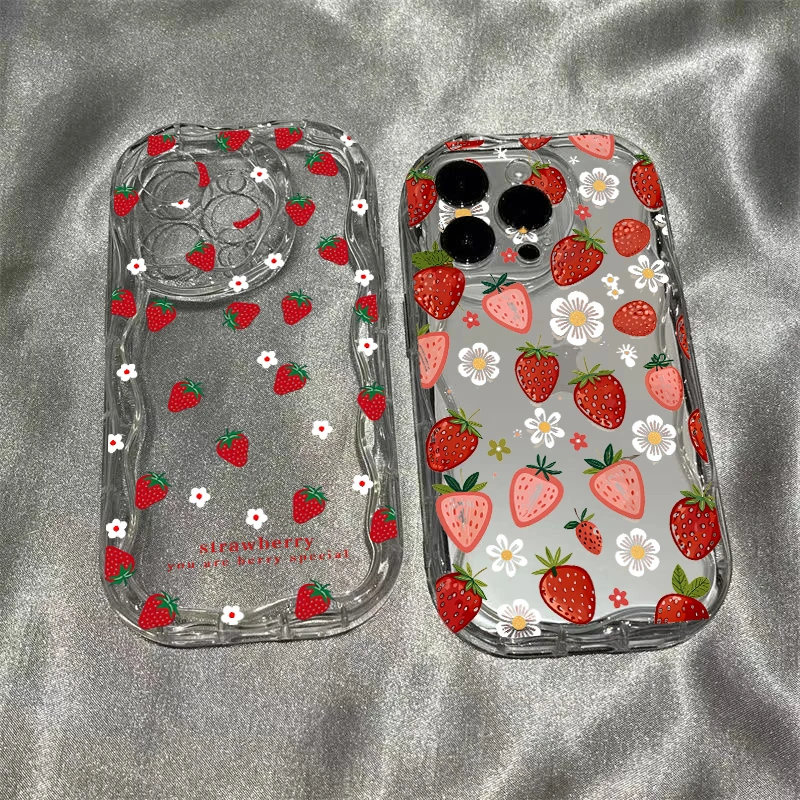 Silicone Strawberry Shell Phone Case