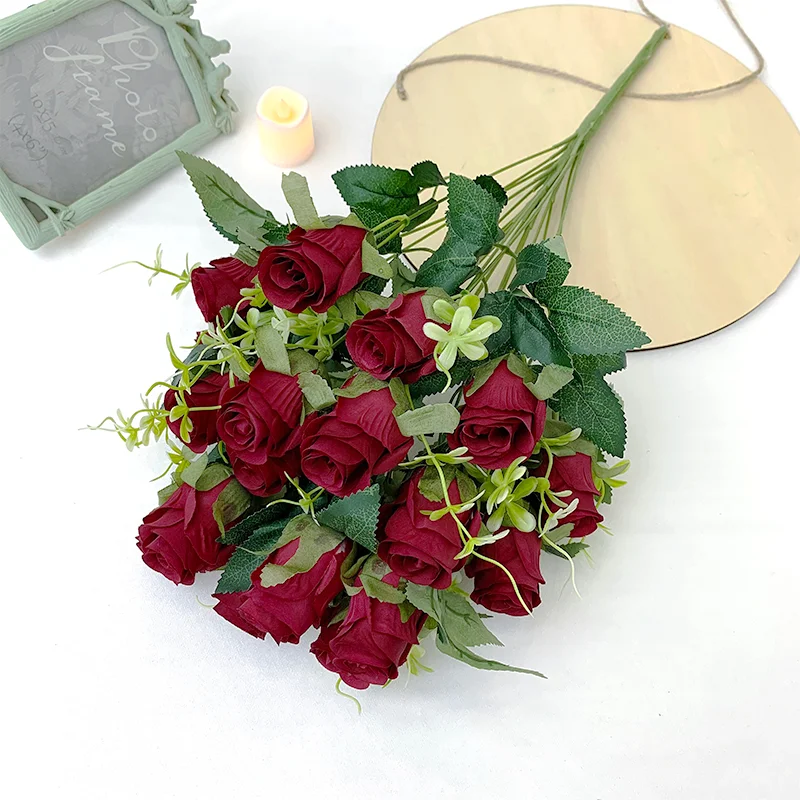 Silk Rose Artificial Flower Bouquet for Weddings and Events - 52cm Elegant Floral Arrangement and Home Decor Accessory