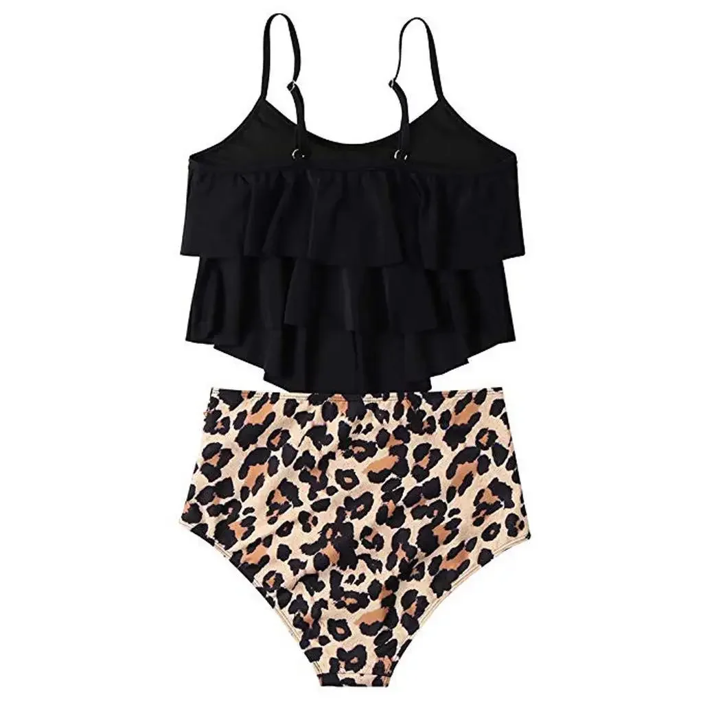 Leopard Bikini 2023 High Waist Bikini Animal Print Tankini Floral Swimsuit Brazilian Ruffle Swimsuit Plus Size Swimwear Women