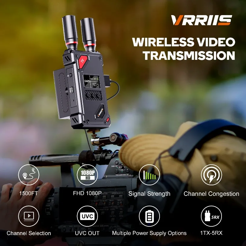 HDMI-Compatible Wireless Extender Kit Video Transmitter Receiver for Home Gaming Cameras Supported with NP-F Series Batteries