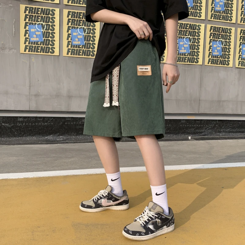 Summer Men Shorts Fashion Cargo Drawstring Shorts Casual Amy Green Military Short Pants Mens Loose Jogging Punk Biker Streetwear