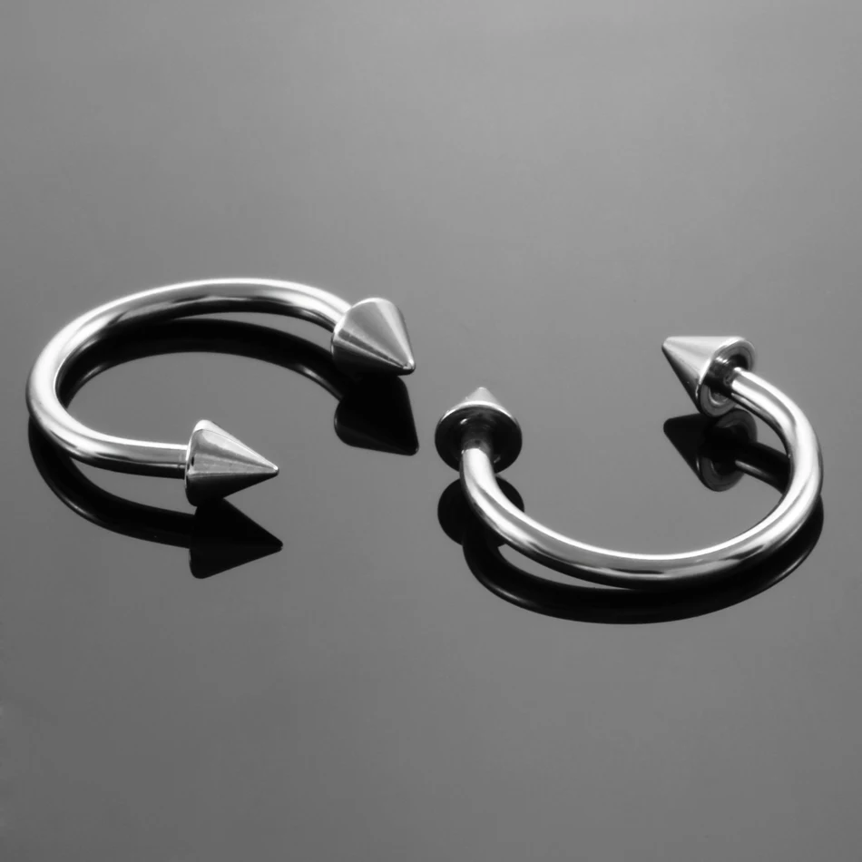 Sterlng Slver Crcular Barbell Ball Horseshoe Earrngs • Mens Goth