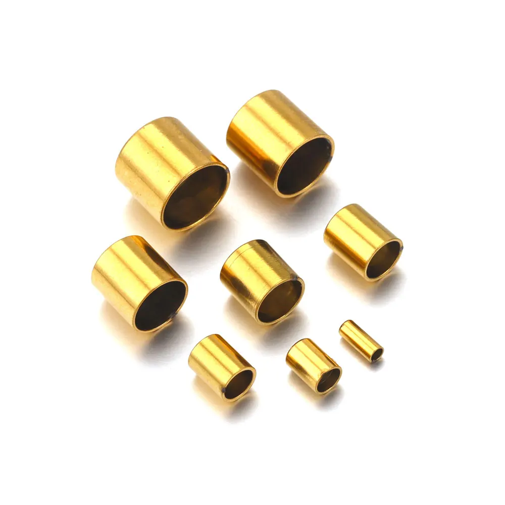 10 stücke/Los 1,5-10mm Edelstahl Leder Kordel verschluss Verschluss Ende Crimp kappen Perlen 18k pvd vergoldet Schmuck herstellung Lieferungen – Detail 2