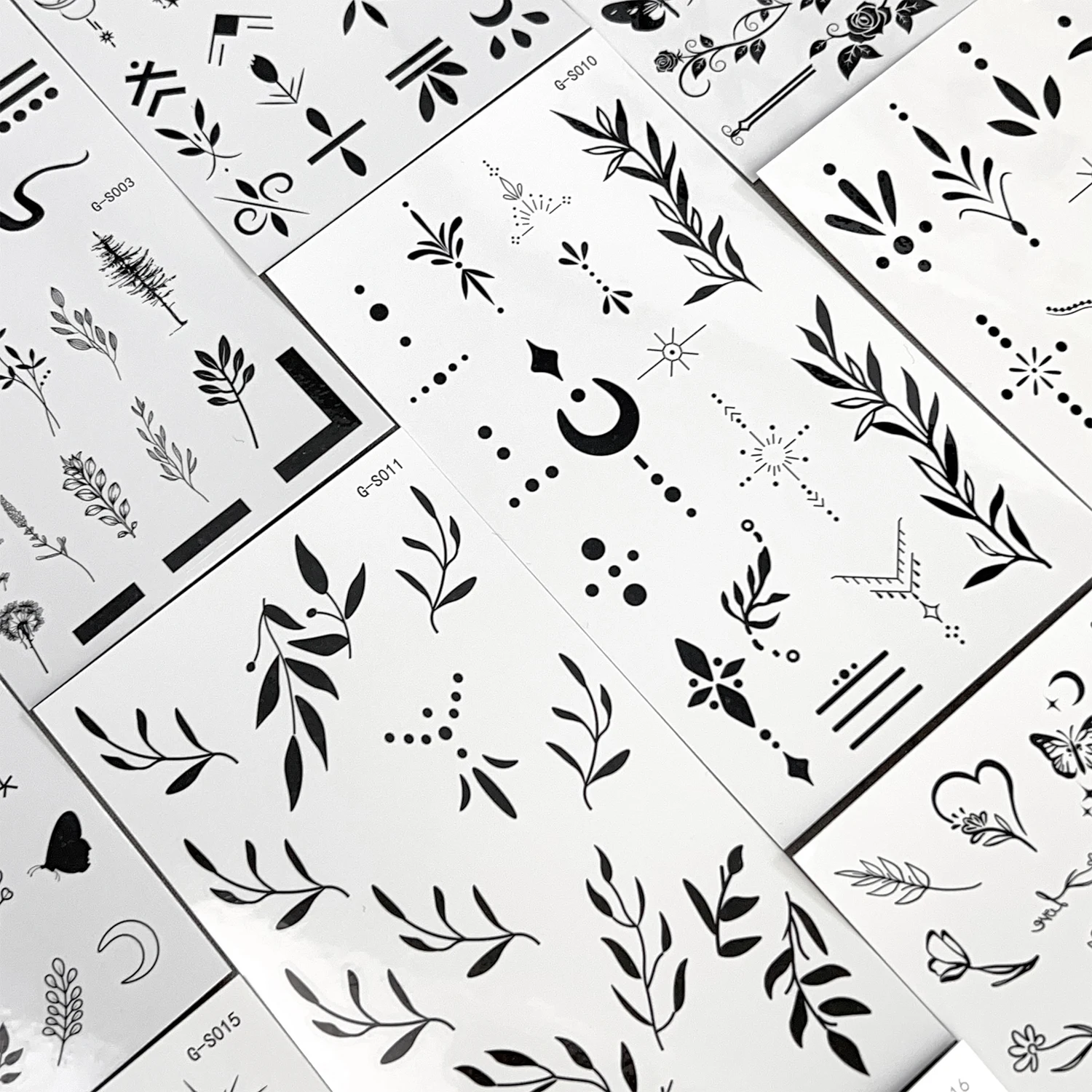 Waterproof Black Temporary Tattoo Stickers Set of 10
