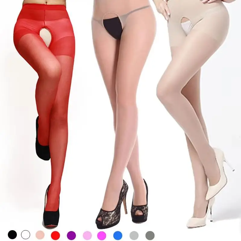 Sexy Open Crotch Pantyhose Fashion Stocking Women transparent Office Lady crotchless Tights OPEN LEG NightLife colors