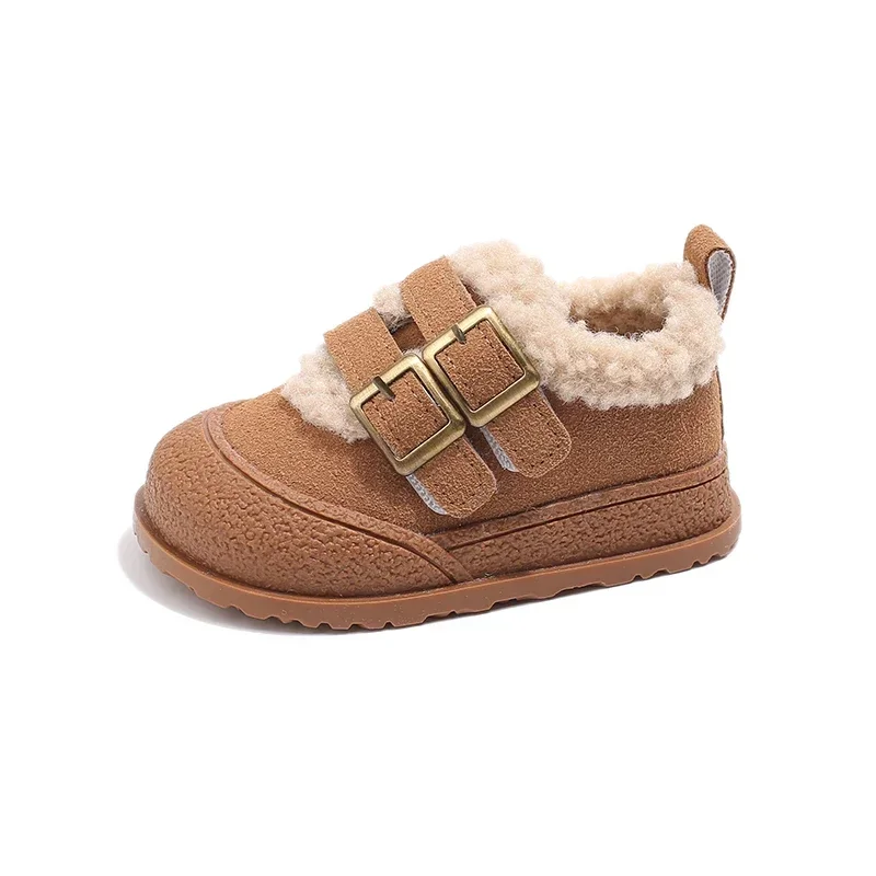 2025 Children Plush Warm Shoes for Girl Winter New Fashion Korean Style Soft Thick Sole Anti-slippery Versatile Chic Casual Shoe