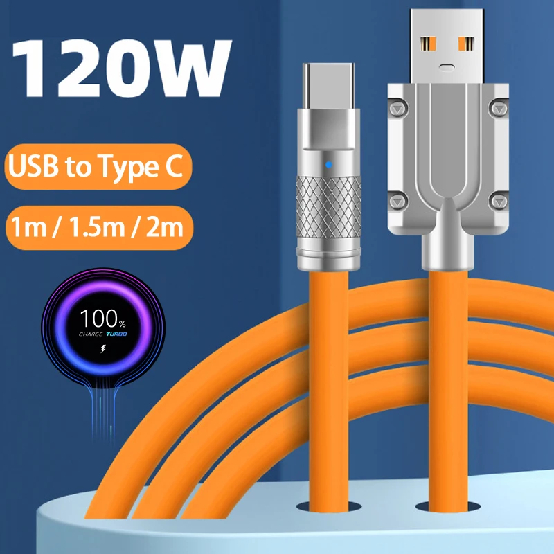 120W 6A USB to Type C Super Fast Charging Cable For Xiaomi Redmi POCO