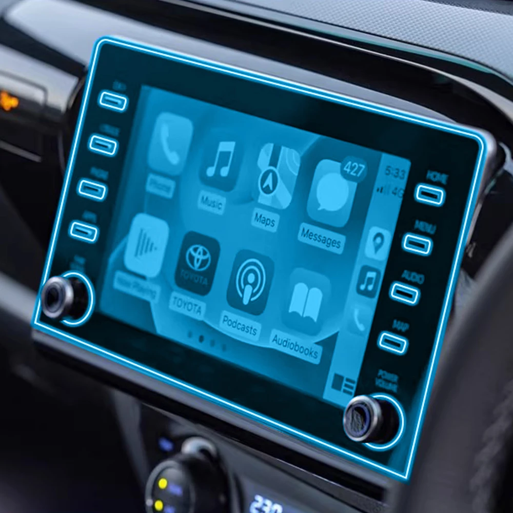 토요타 하이럭스 2025 2024 2023 2022 차량용 센터 콘솔 내비게이션 스크린 투명 TPU 보호 필름 (프리컷 PPF 필름)